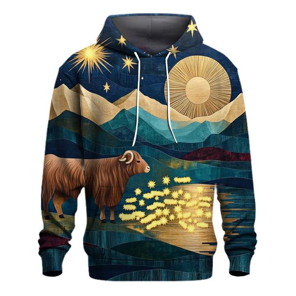 Highland Cow Shepherd Of The Shooting Stars premium hoodies