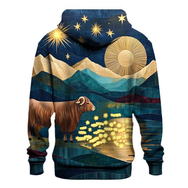 Highland Cow Shepherd Of The Shooting Stars premium hoodies