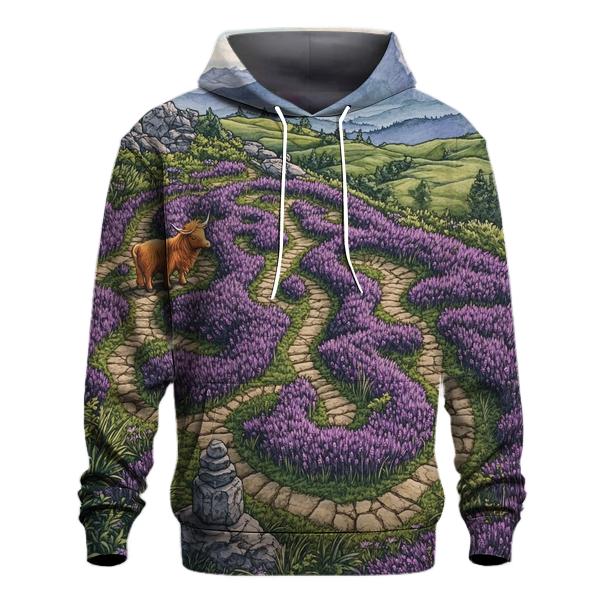 Heather Maze Highland Cow Explorer lightweight hoodies