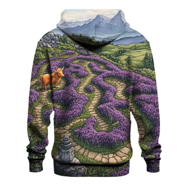 Heather Maze Highland Cow Explorer lightweight hoodies