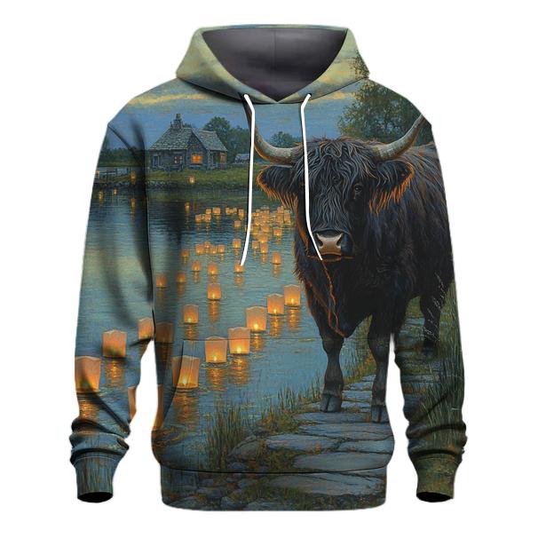 Highland Cow Keeper Of The Loch Lights printed hoodies