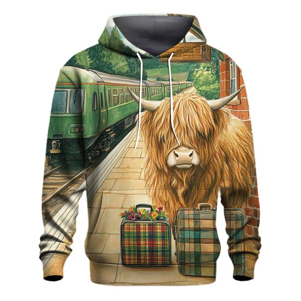 Railway Platform Highland Cow Commuter lightweight hoodies