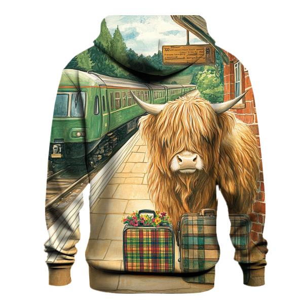 Railway Platform Highland Cow Commuter lightweight hoodies