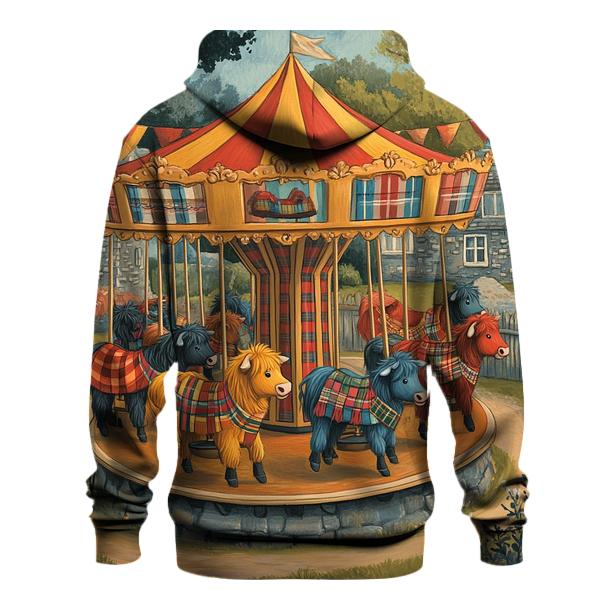 Village Fairground Highland Cow Carousel hoodie designs