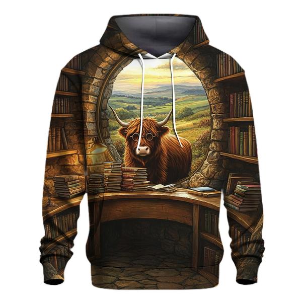 Highland Cow Librarian Of The Glen printed hoodies