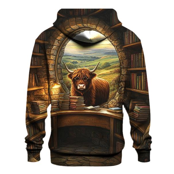 Highland Cow Librarian Of The Glen printed hoodies