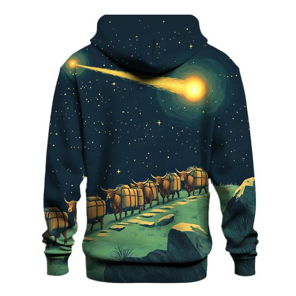Comet Crossing With Highland Cow Caravan pullover hoodies