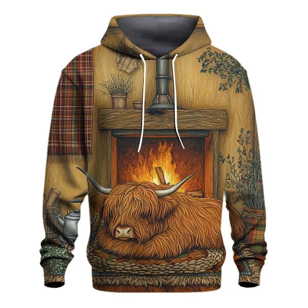 Crofthouse Hearth Highland Cow Evening hoodie styles