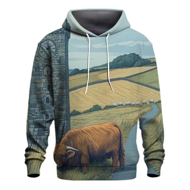 Highland Cow Timekeeper At The Standing Clock zip-up hoodies