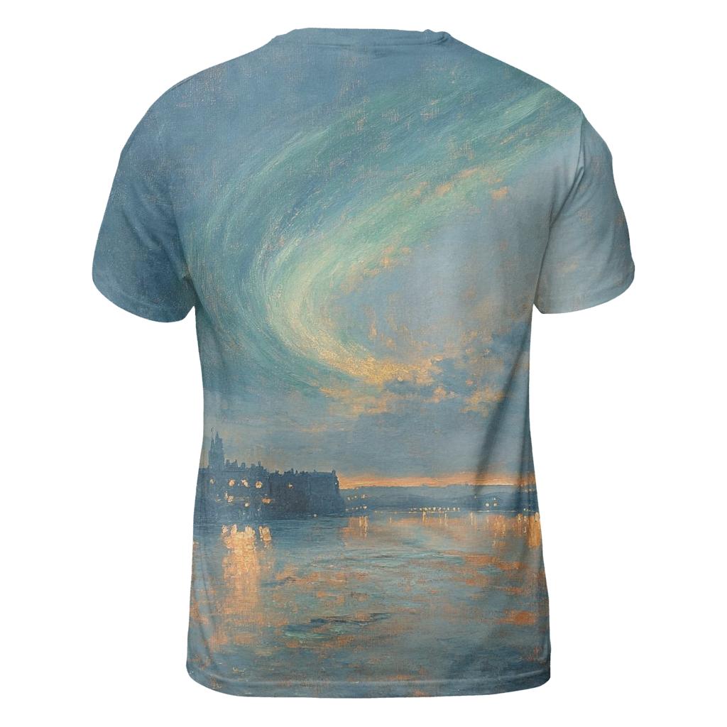 JMW Turner Inspired Aurora Citylights River trendy printed shirt styles