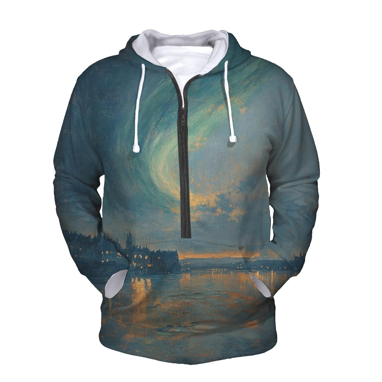JMW Turner Inspired Aurora Citylights River designer hoodies