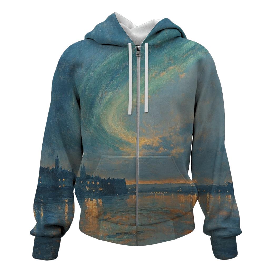 JMW Turner Inspired Aurora Citylights River hoodies fashion