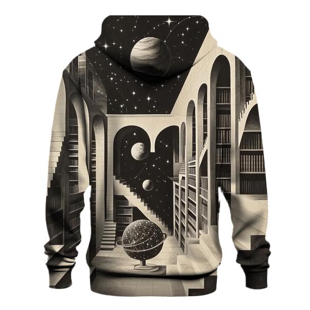 MC Escher Inspired Cosmic Library Staircase hoodie designs