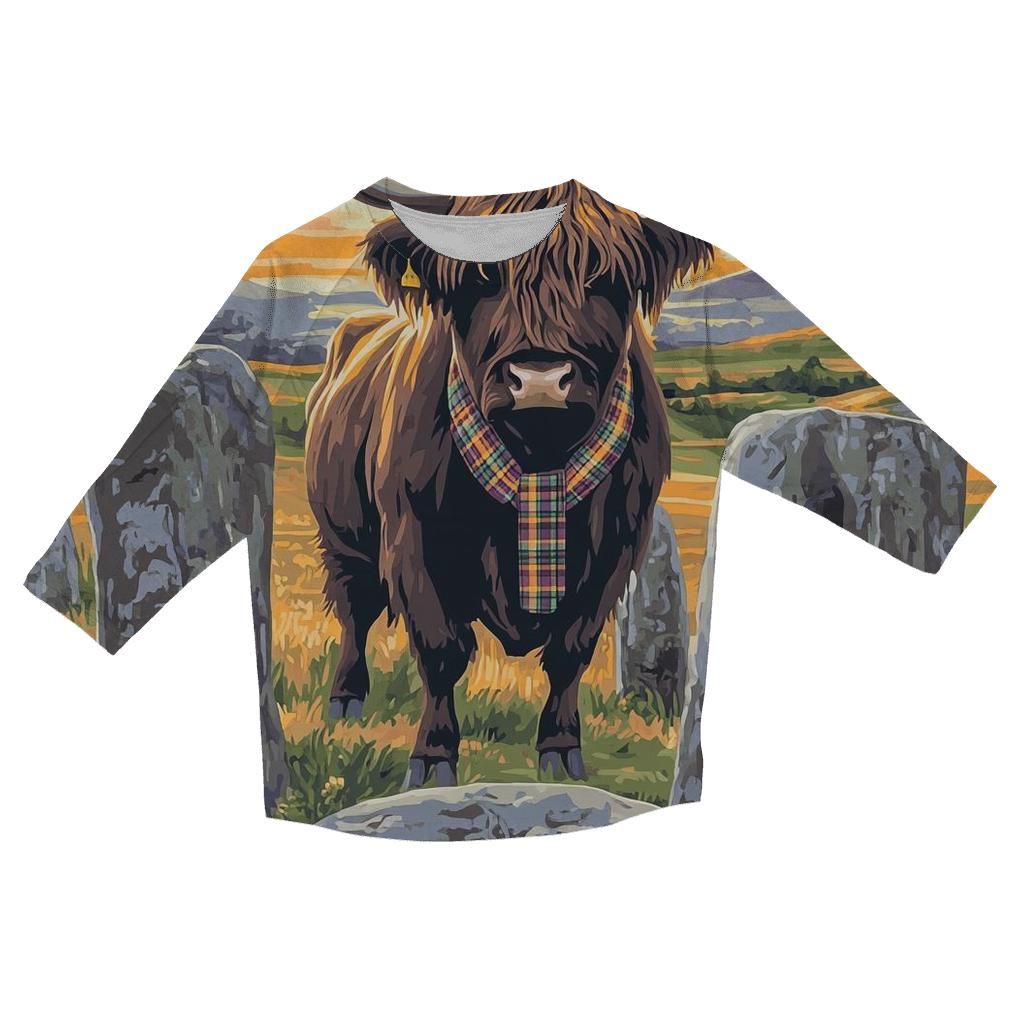 Stone Circle Highland Cow Sentinel custom 3/4 sleeve shirts