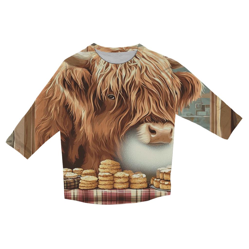 Highland Cow Bakery Window personalized 3/4 sleeve tees