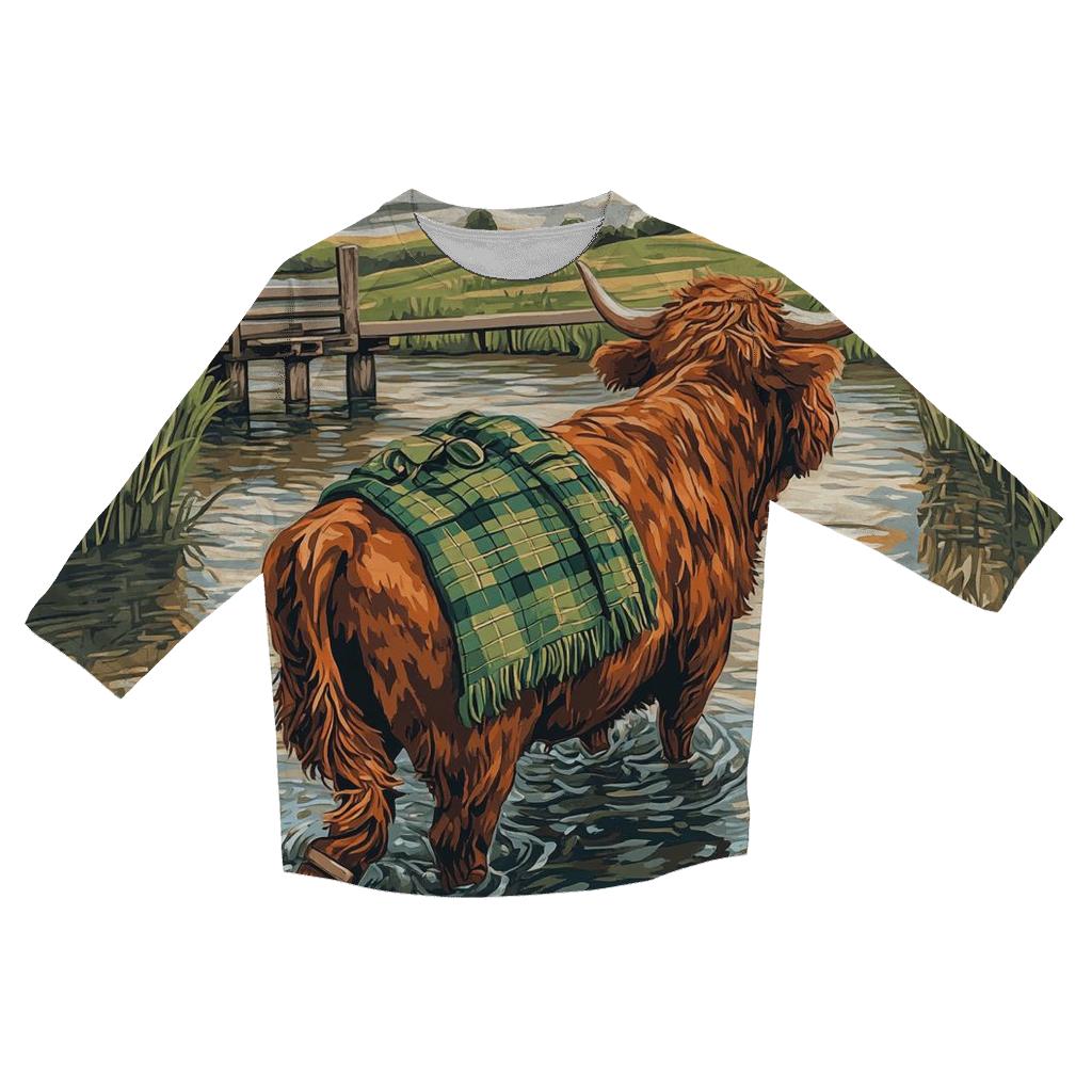 River Ford Highland Cow Guide personalized 3/4 sleeve tees