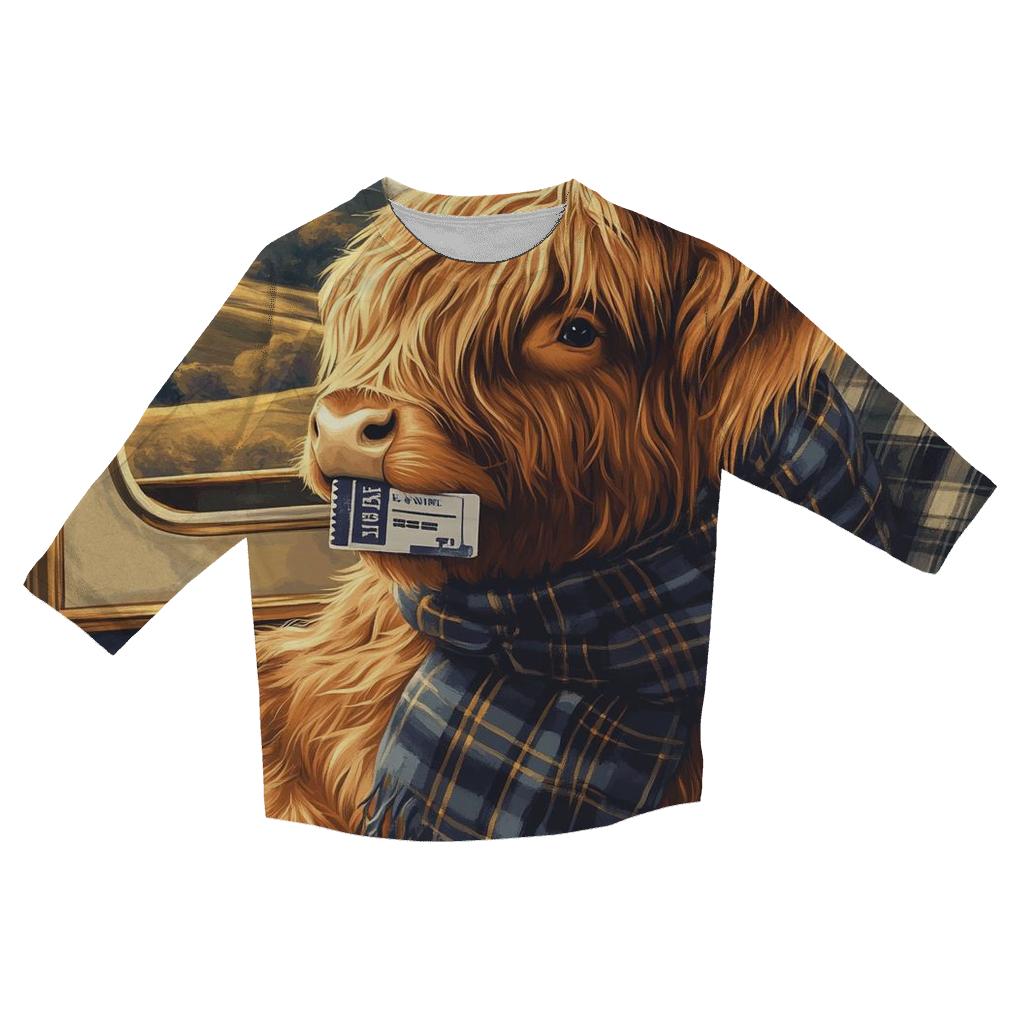 Night Train Highland Cow Traveler custom 3/4 sleeve shirts