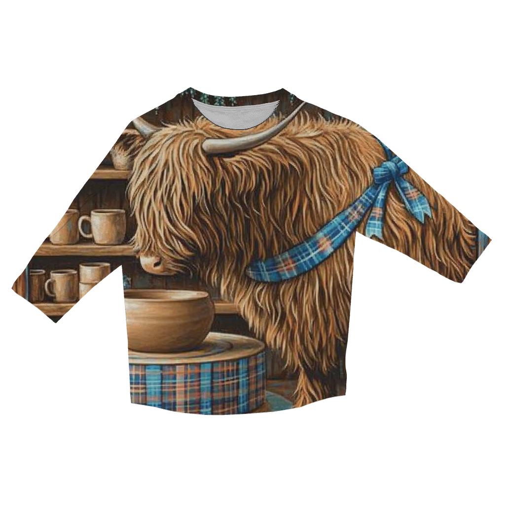 Highland Cow Pottery Studio fashion 3/4 sleeve shirts