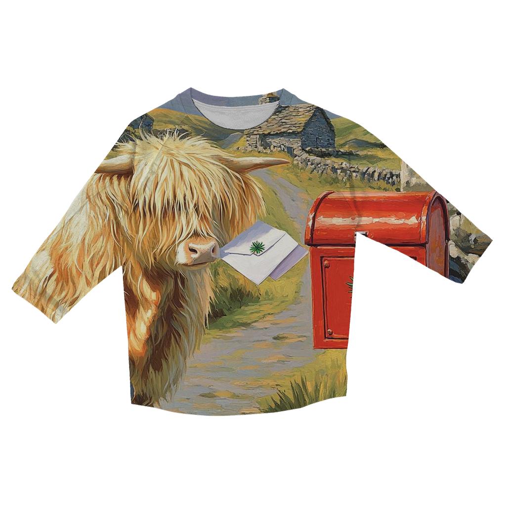 Highland Cow And The Thistle Mailbox personalized 3/4 sleeve tees
