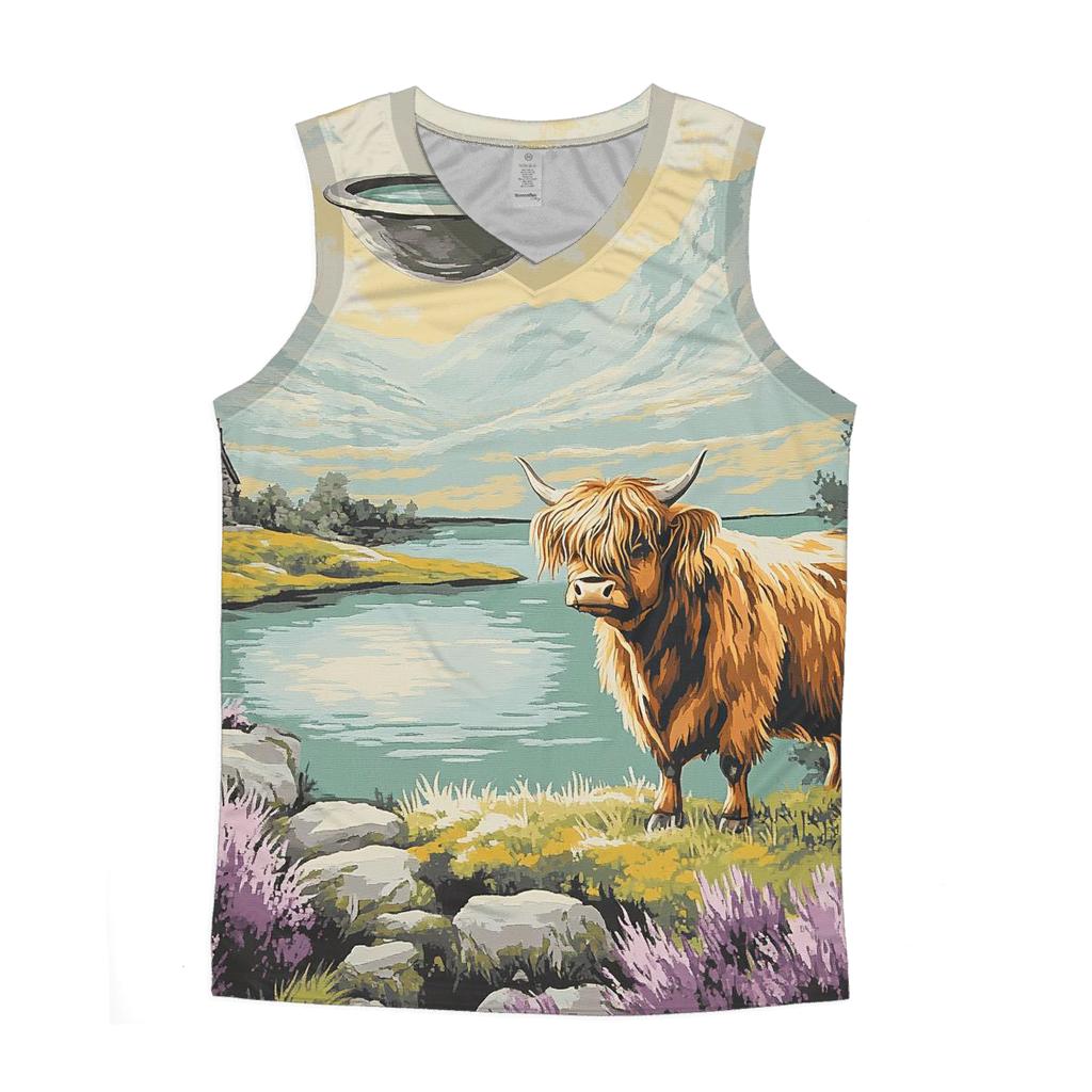 Highland Cow And The Floating Loch custom tank tops