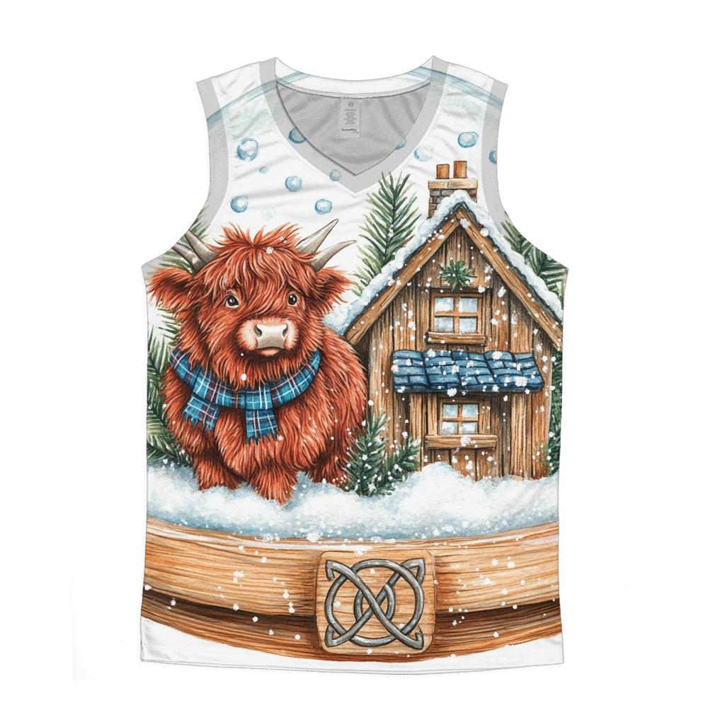 Highland Cow Snowglobe Cottage casual summer tank tops