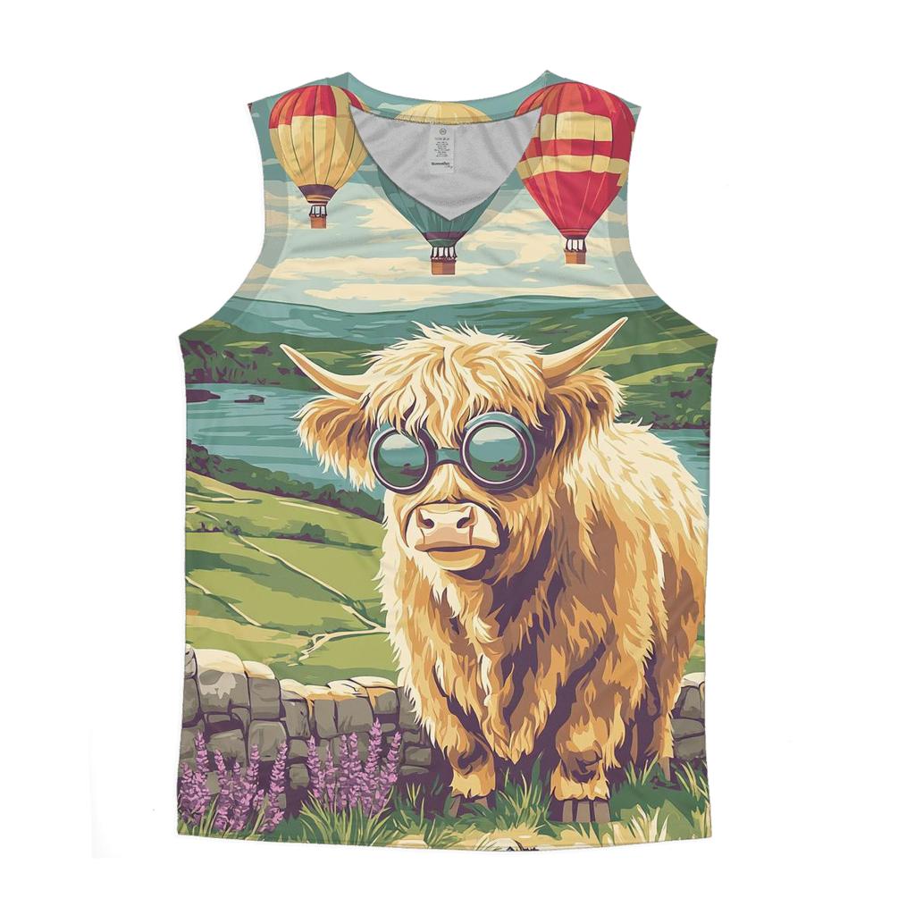 Highland Cow Balloon Festival cotton sleeveless tops
