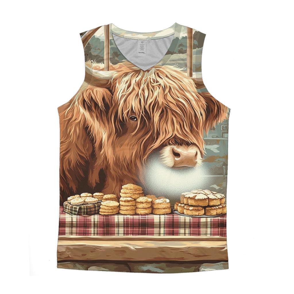 Highland Cow Bakery Window cotton sleeveless tops