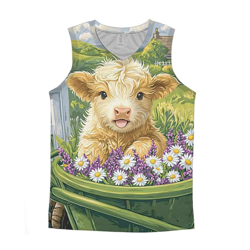 Highland Cow Garden Wheelbarrow trendy fitted tank tops