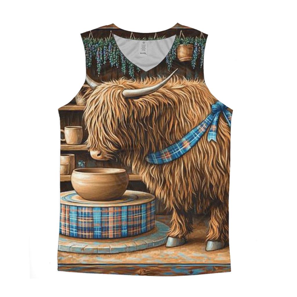 Highland Cow Pottery Studio graphic print tank tops