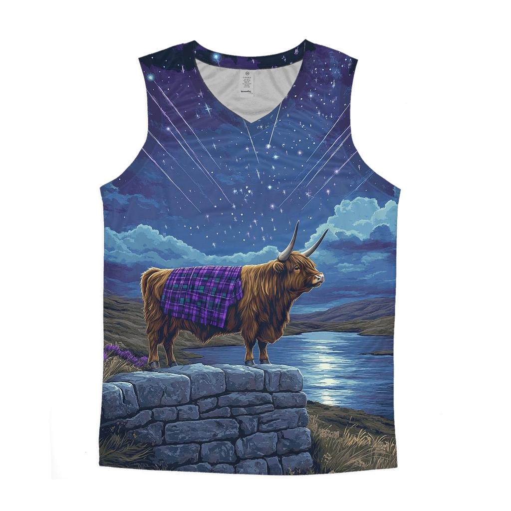 Highland Cow Stargazer On The Wall graphic print tank tops