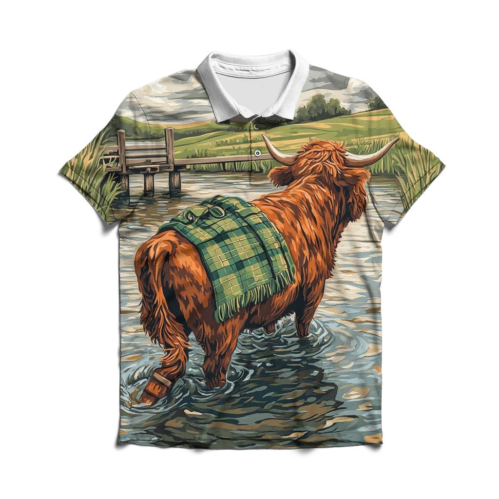 River Ford Highland Cow Guide personalized polo shirts