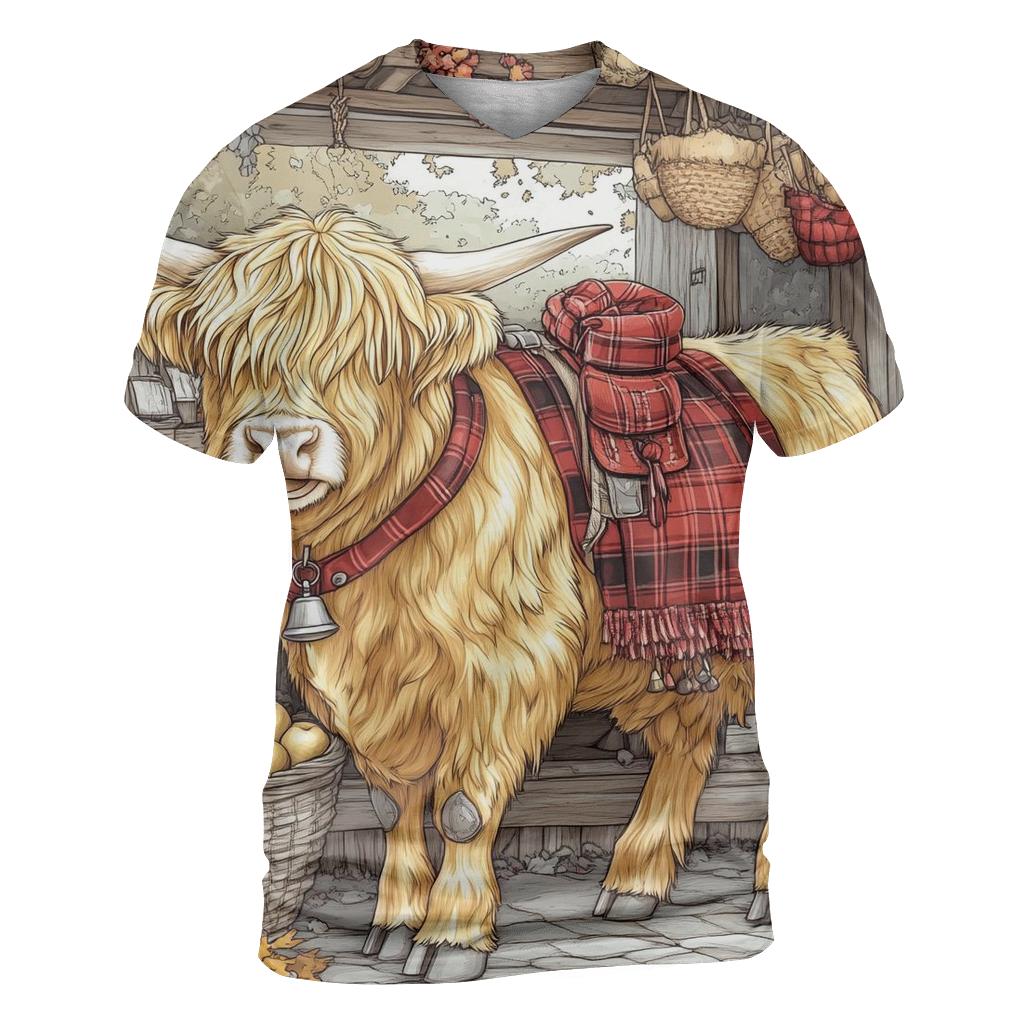 Market Day Highland Cow Portrait custom all-over print shirts
