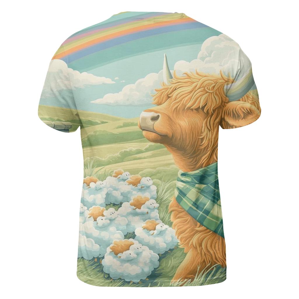Cloud Shepherd Highland Cow artistic all-over print tops
