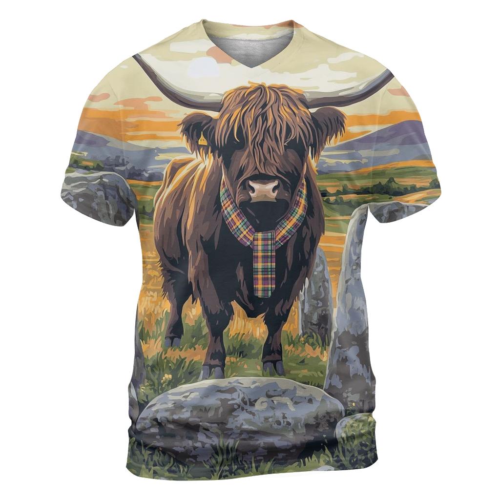 Stone Circle Highland Cow Sentinel unique graphic print tees