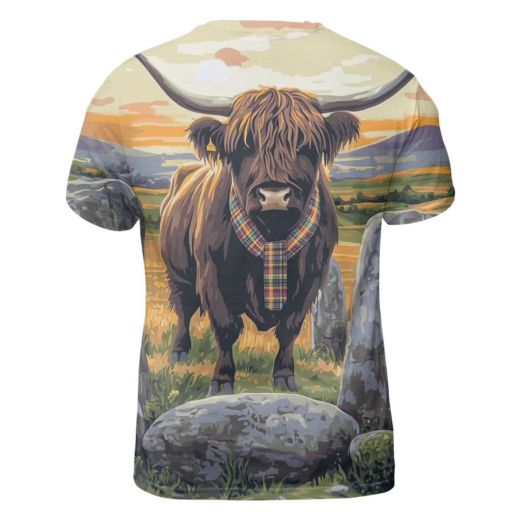 Stone Circle Highland Cow Sentinel unique graphic print tees