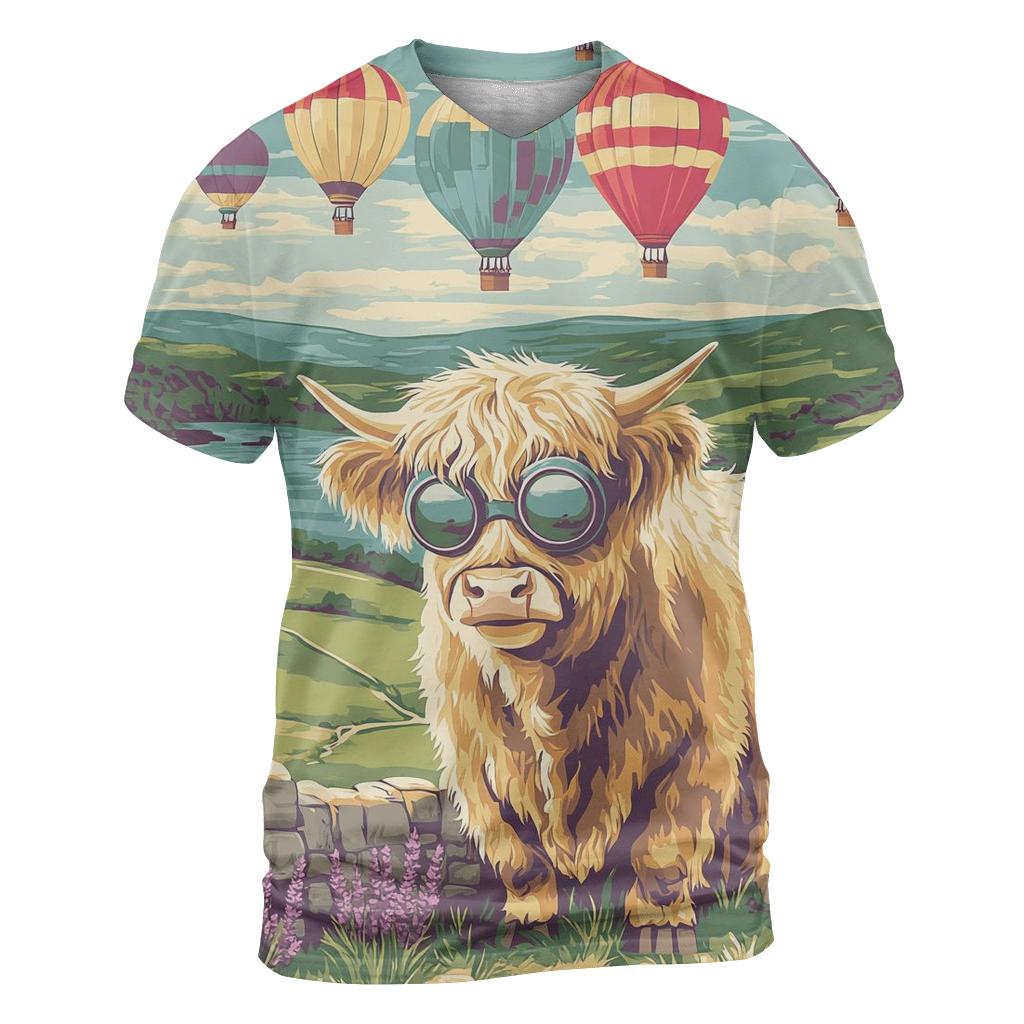 Highland Cow Balloon Festival trendy printed shirt styles