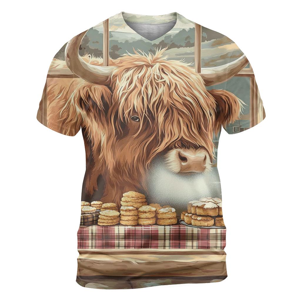 Highland Cow Bakery Window designer pattern shirts