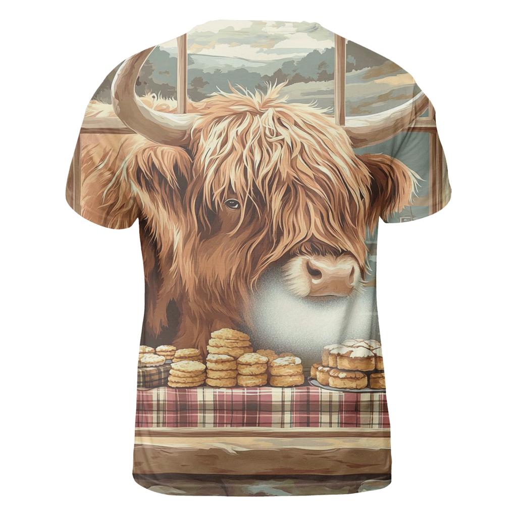 Highland Cow Bakery Window designer pattern shirts