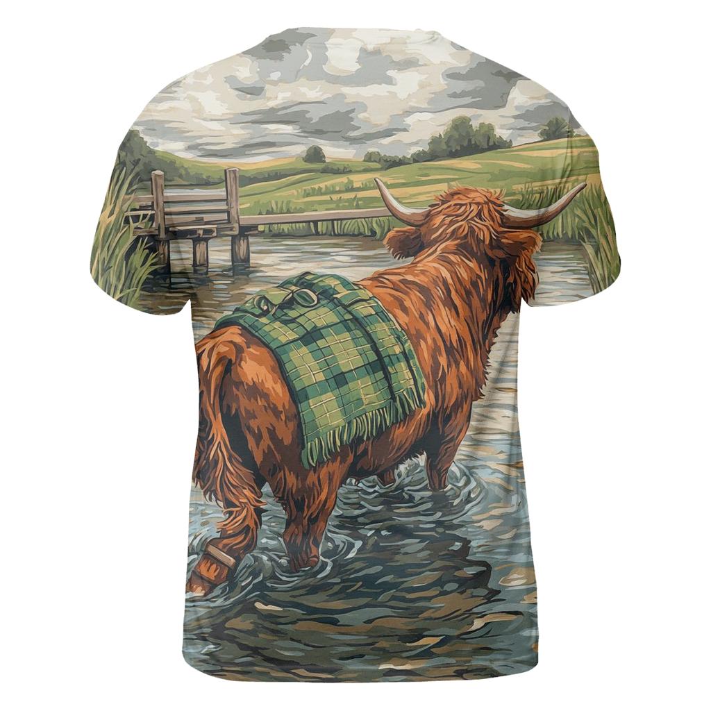 River Ford Highland Cow Guide creative print fashion shirts
