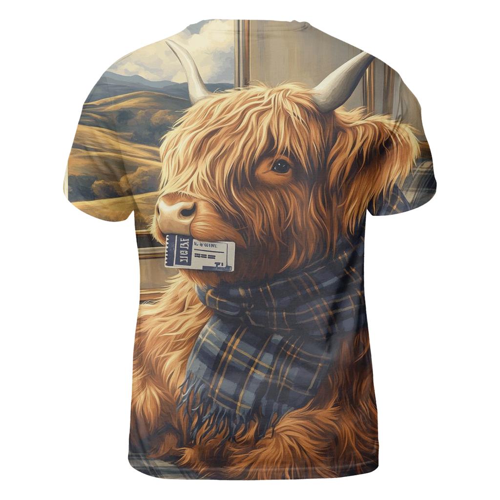 Night Train Highland Cow Traveler unique graphic print tees