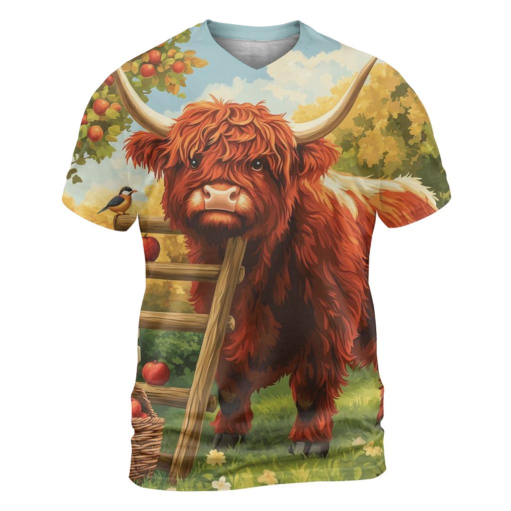 Highland Cow Orchard Ladder Helper unique graphic print tees