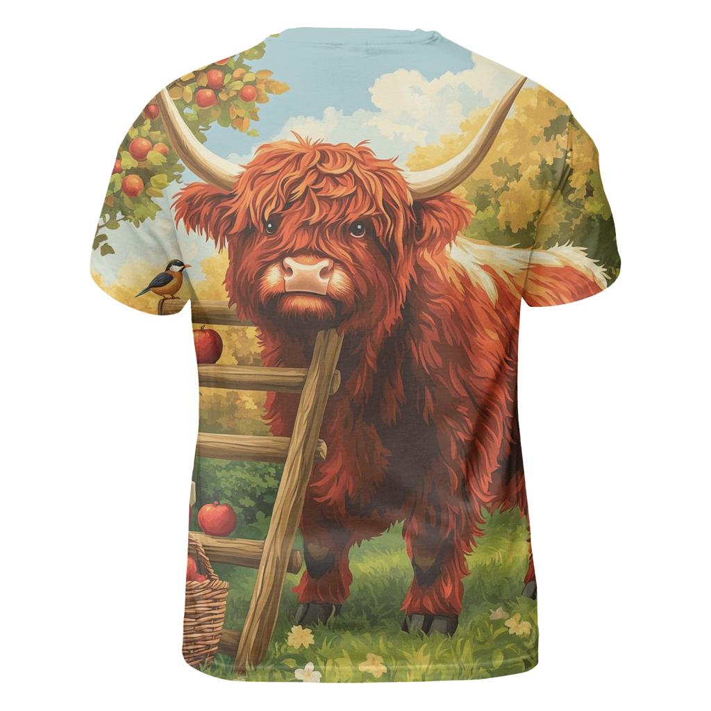 Highland Cow Orchard Ladder Helper unique graphic print tees