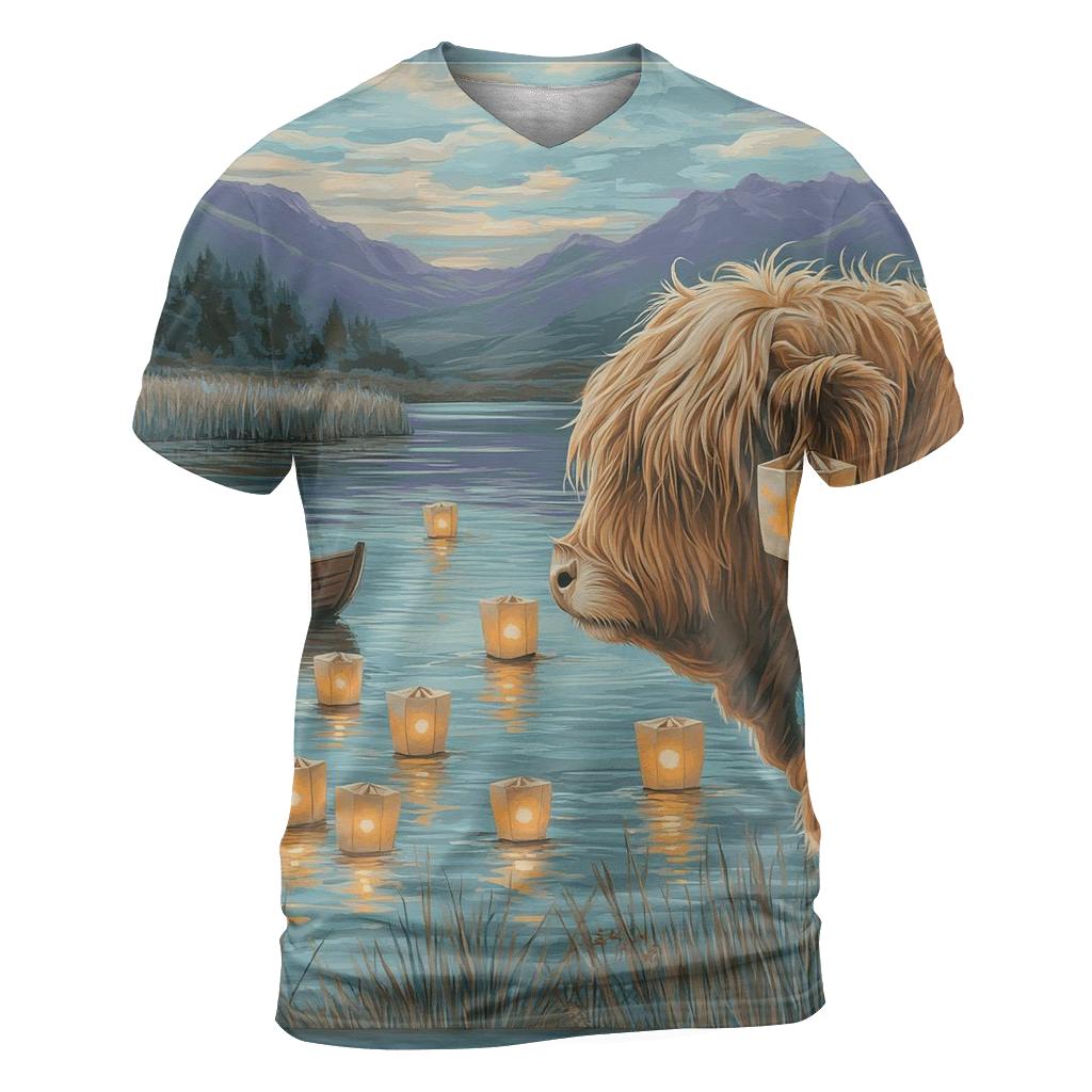 Lochside Lanterns Highland Cow Evening personalized full print shirts