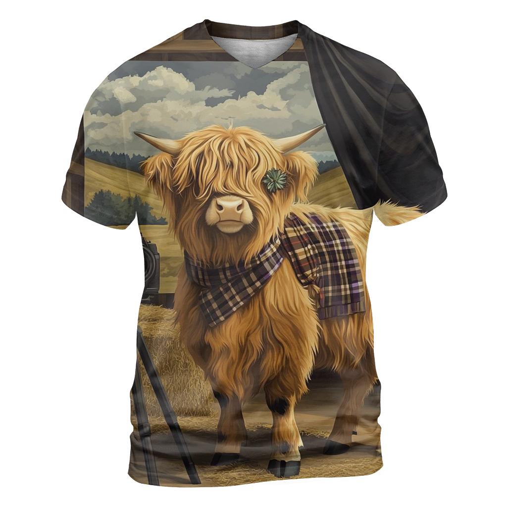 Highland Cow Vintage Camera Session personalized full print shirts