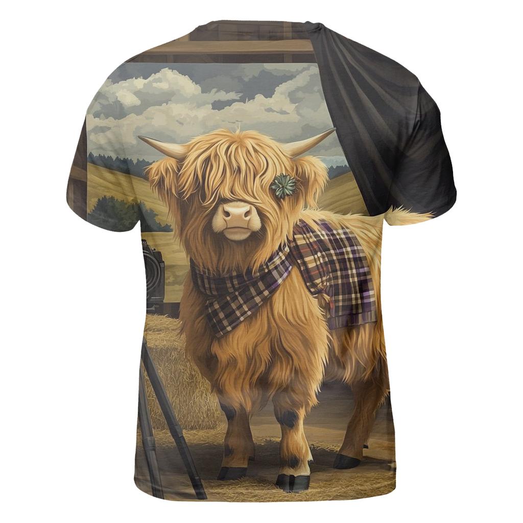 Highland Cow Vintage Camera Session personalized full print shirts