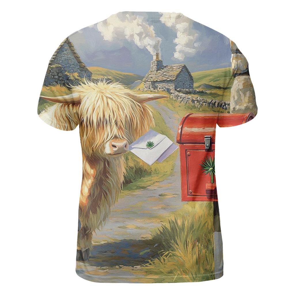 Highland Cow And The Thistle Mailbox trendy printed shirt styles