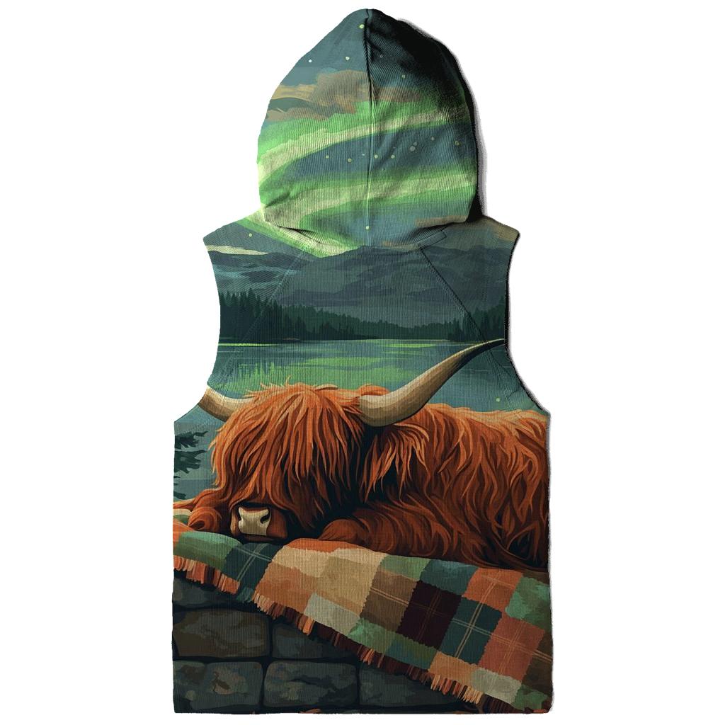 Highland Cow Under Aurora Quilts hoodie designs