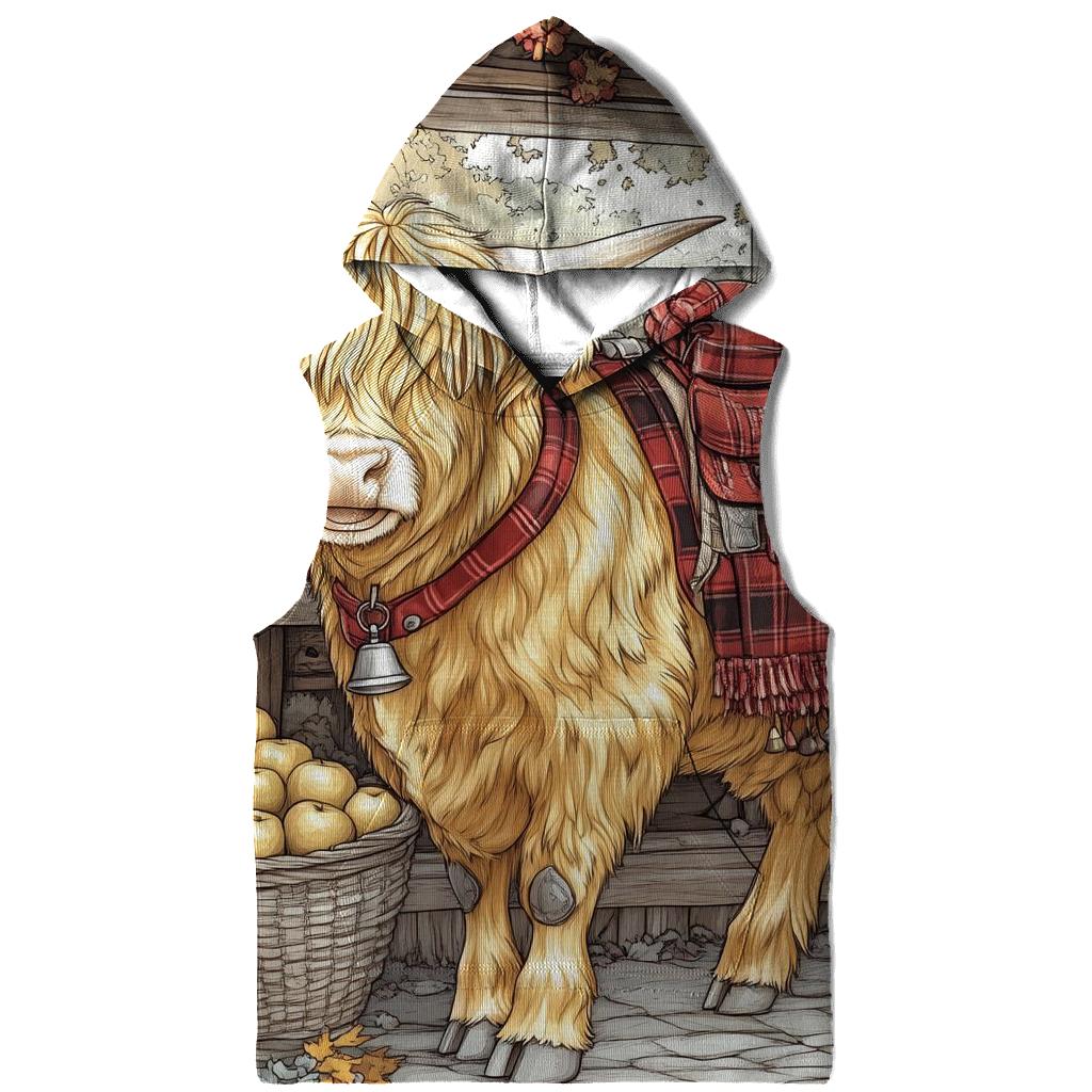 Market Day Highland Cow Portrait designer hoodies