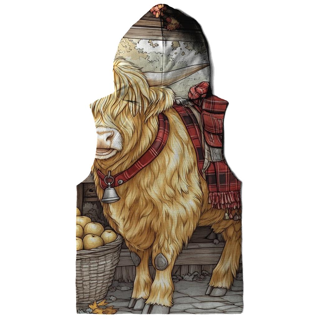 Market Day Highland Cow Portrait designer hoodies