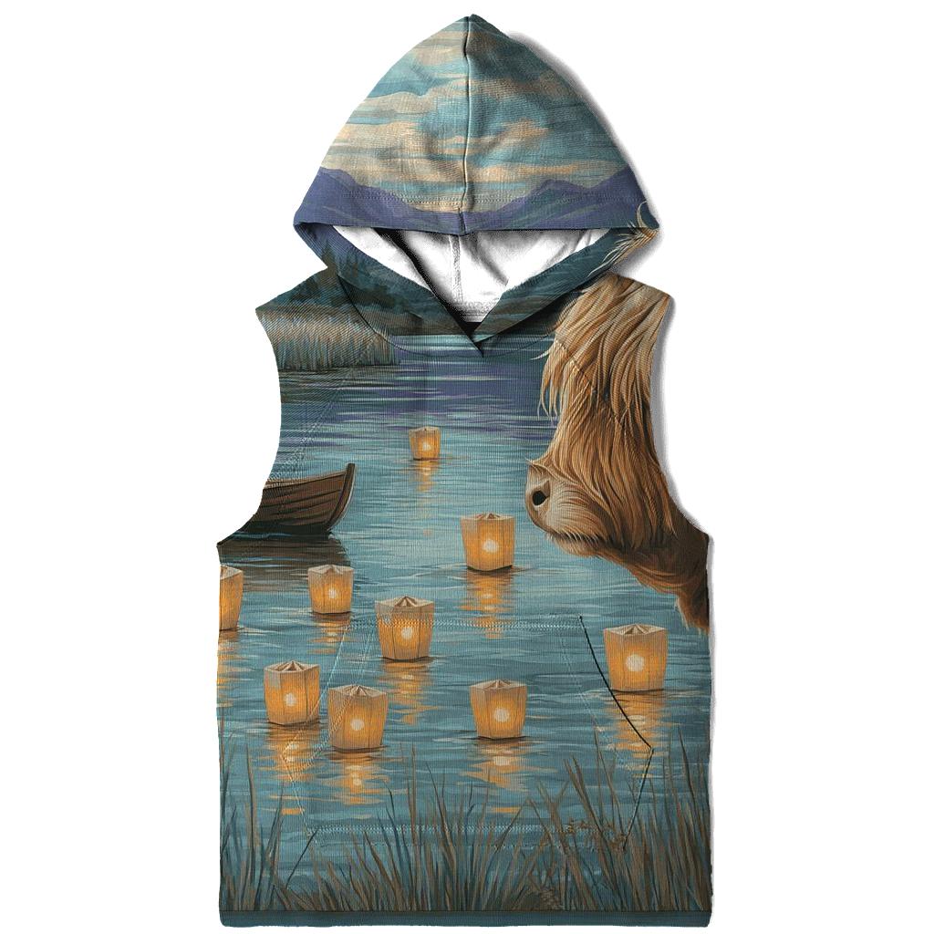 Lochside Lanterns Highland Cow Evening hoodies fashion